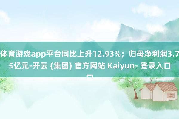 体育游戏app平台同比上升12.93%；归母净利润3.75亿元-开云 (集团) 官方网站 Kaiyun- 登录入口