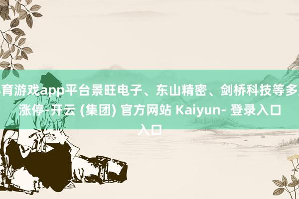 体育游戏app平台景旺电子、东山精密、剑桥科技等多股涨停-开云 (集团) 官方网站 Kaiyun- 登录入口