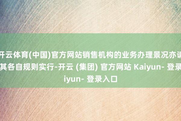 开云体育(中国)官方网站销售机构的业务办理景况亦请遵照其各自规则实行-开云 (集团) 官方网站 Kaiyun- 登录入口